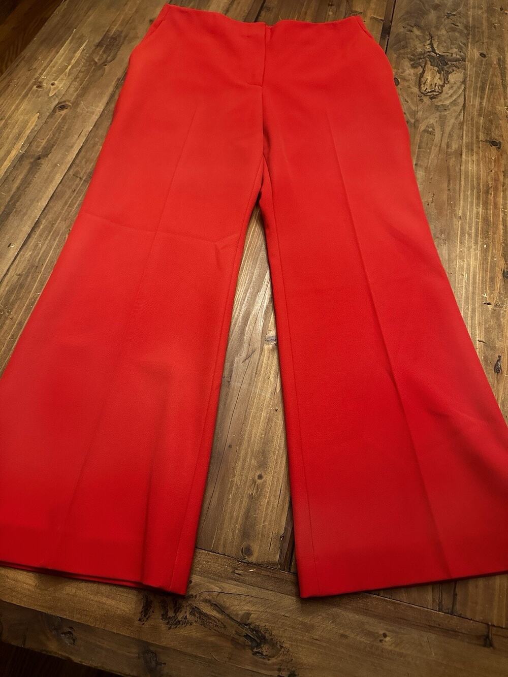 Proenza Schouler Size 6 Red Wool Blend Wide Leg Dress Pants Slacks Trousers
